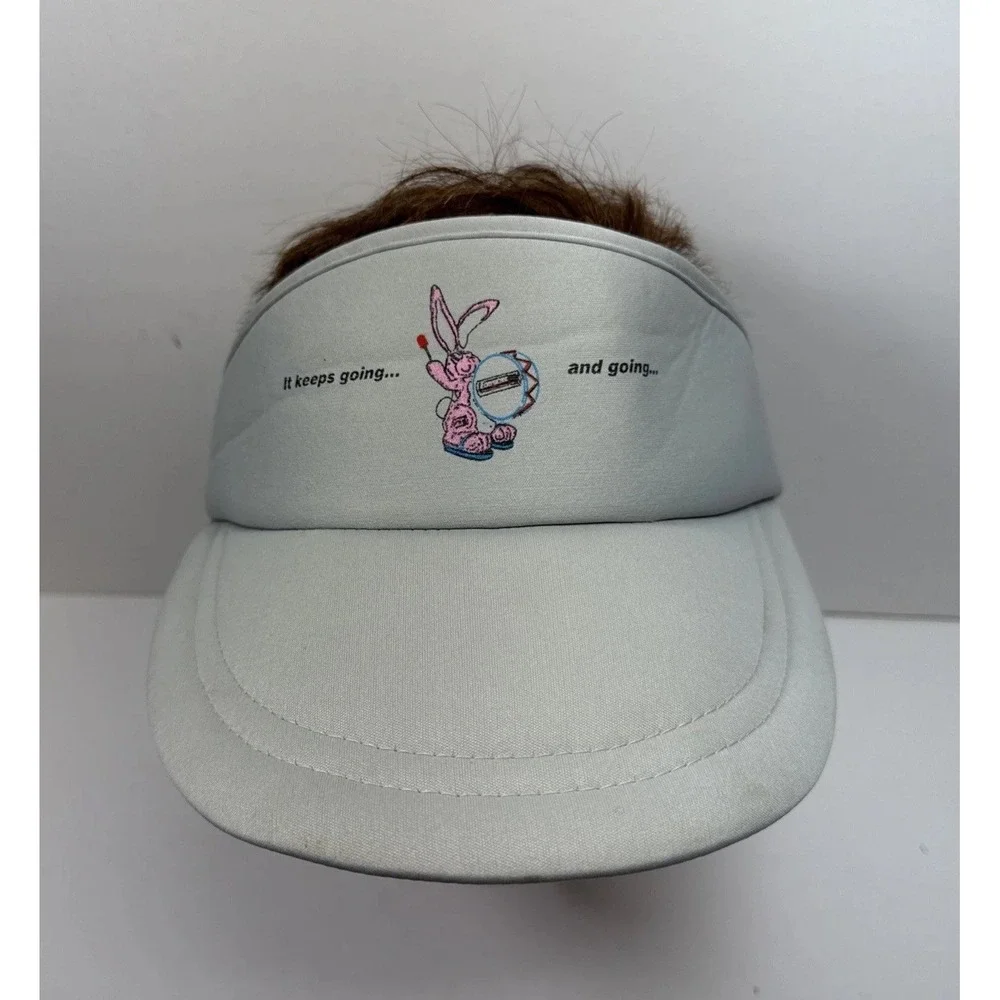 Energizer‎ Bunny Visor Cap Gray Nissin Bunny Logo Hat Strap Back Adjustable